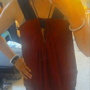 Reiss Chic Burgundy Satin Halter Top